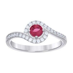 925 Sterling Silver Womens Red White Cubic-Zirconia Fashion Ring Size 9